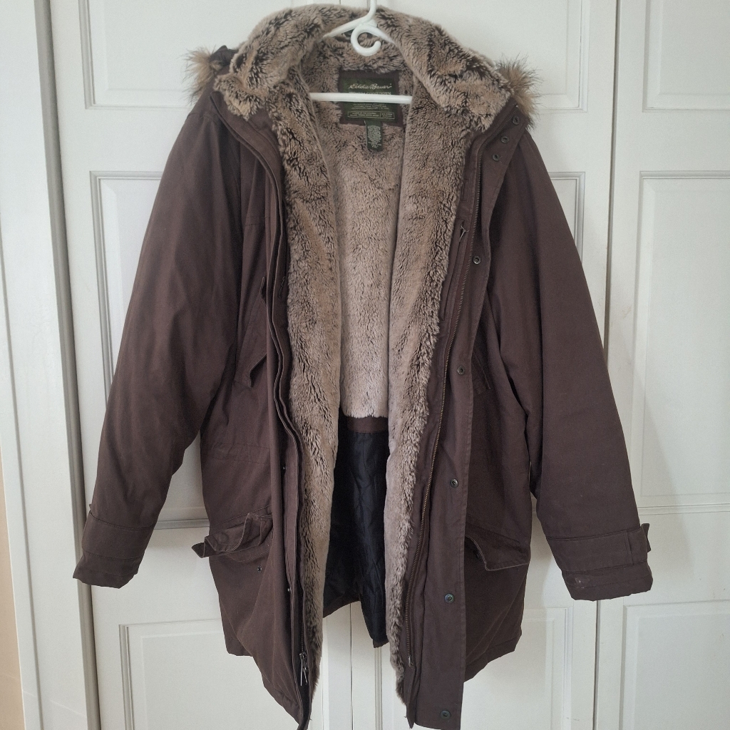 Eddie Bauer Men's Goose Down Faux Fur Lined Long Parka